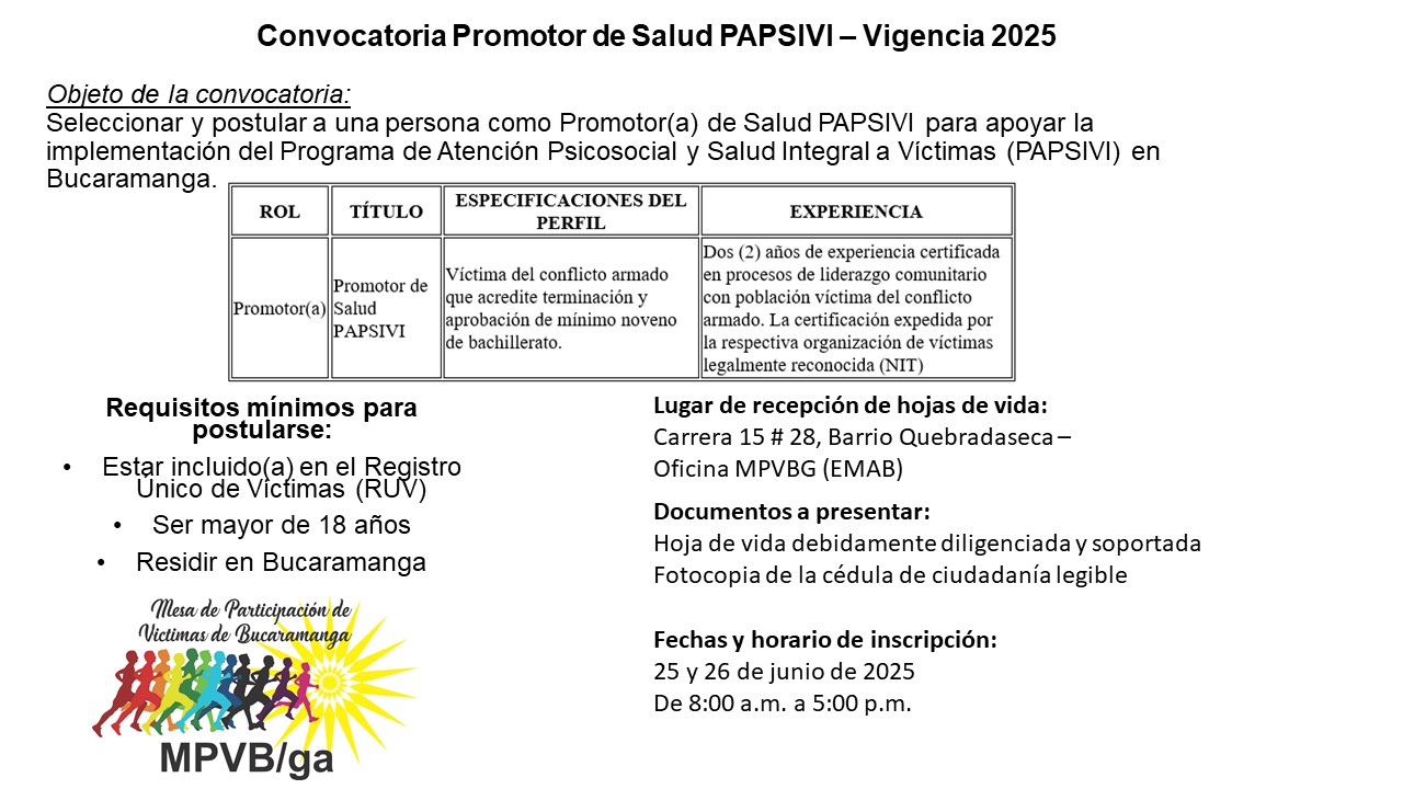 Banner convocatoria Mesa de Participación Efectiva de Víctimas